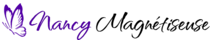 Logo de Nancy Magnétiseuse avec un papillon et le texte Nancy Magnétiseuse.