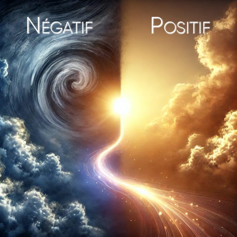 Illustration de la méthode de soin énergétique de Nancy Magnétiseuse, transformant l'énergie négative en énergie positive.